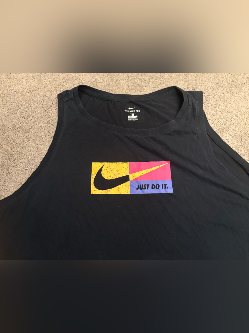 Nike Black Dri-Fit Tee with White Logo Print